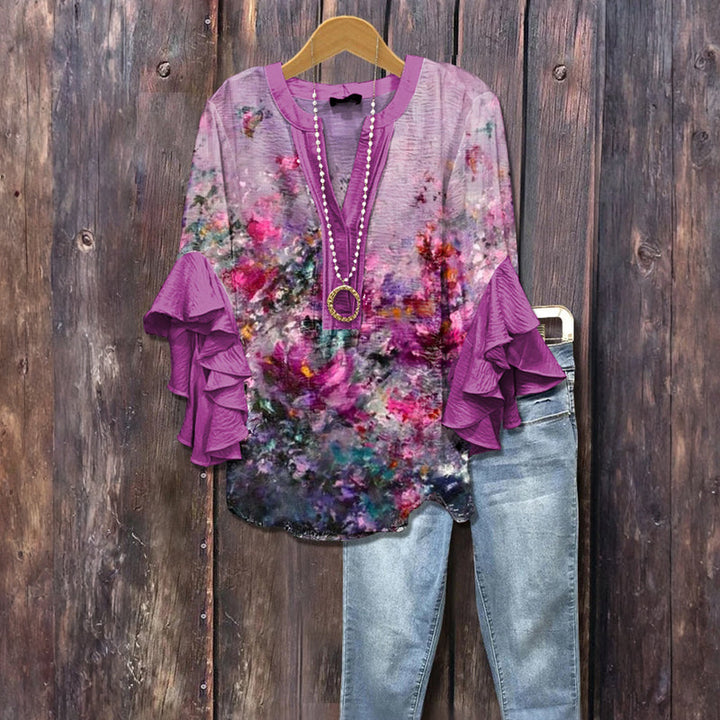 Vintage Avslappnad Blus