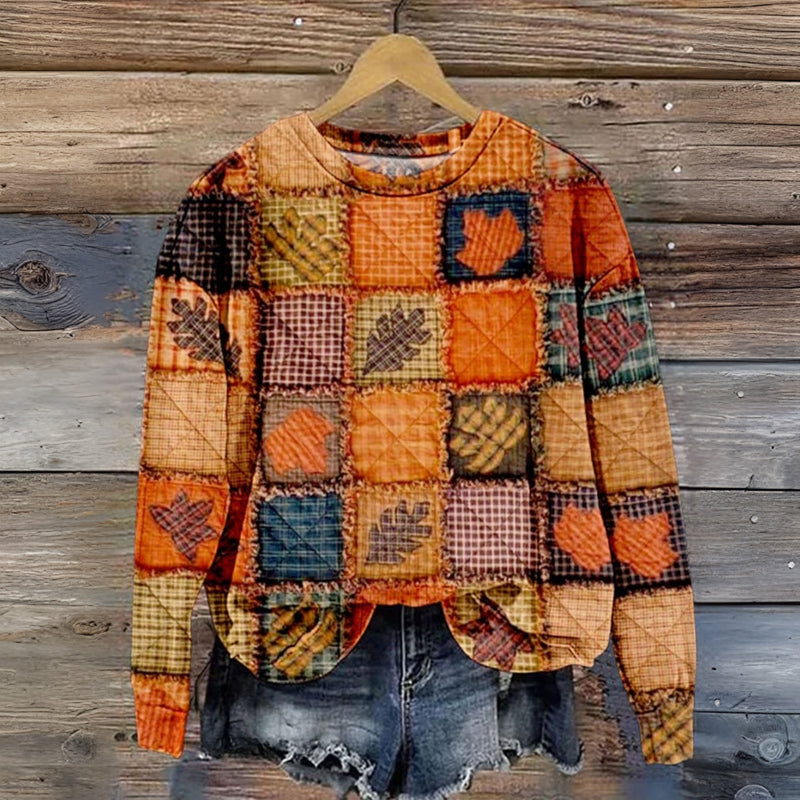 Vintage Sweatshirt Med Bladtryck