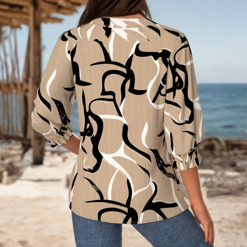 Vintage Avslappnad Blus