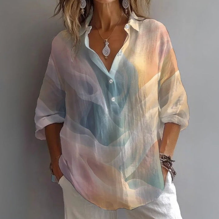 【Långärmad】Vintage Gradient Blus