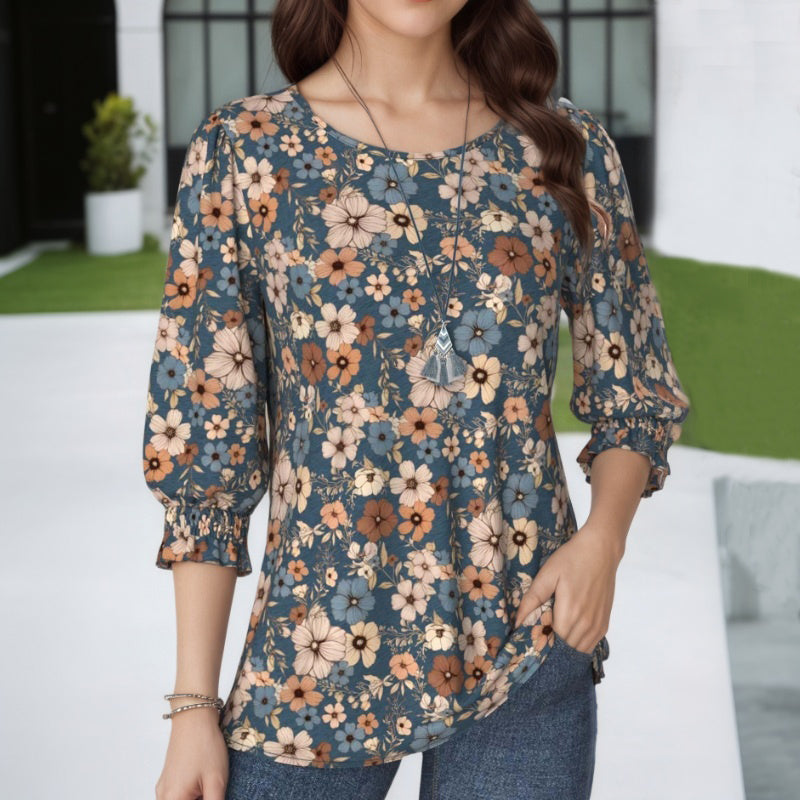 Vintageblus Med Blommönster