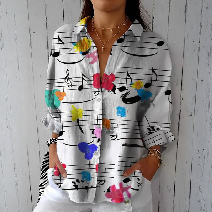 Vintage Blus Med Musiknotmönster