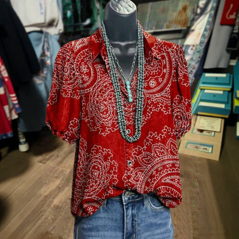 Vintage Avslappnad Blus