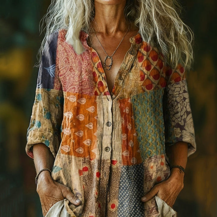 【Långärmad】Vintage Avslappnad Blus