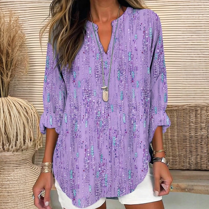 【Långärmad】Avslappnad Mönstrad Blus