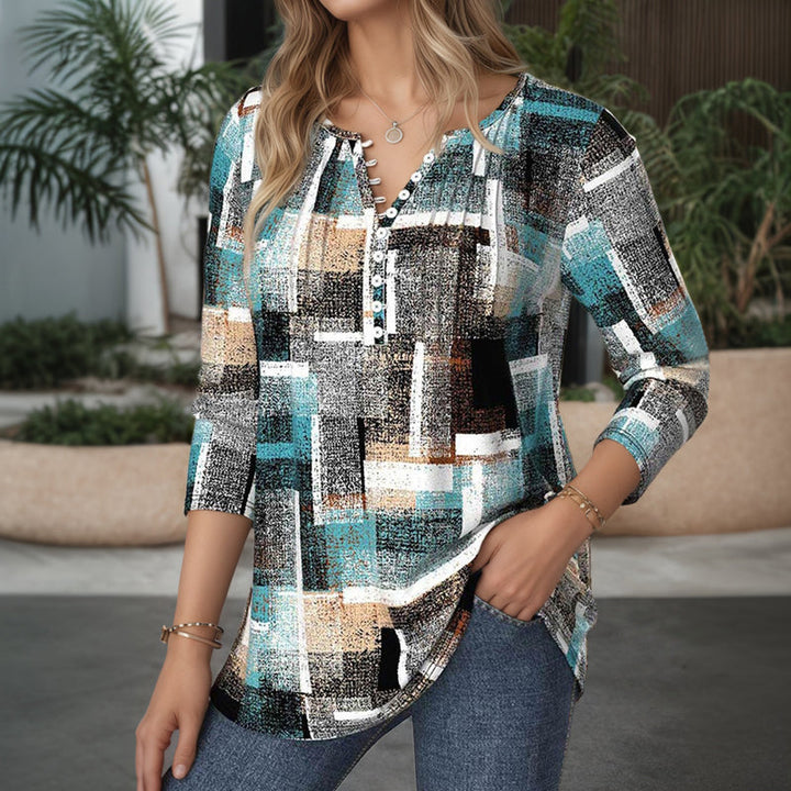 【Långärmad】Avslappnad Rutig Blus