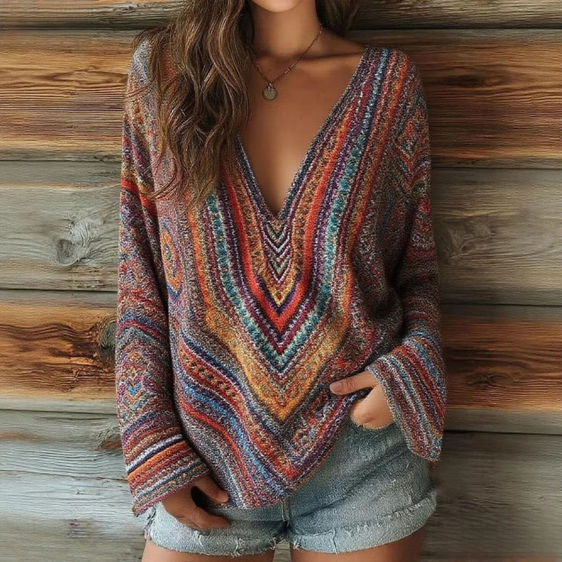 Vintage Färgglad Blus