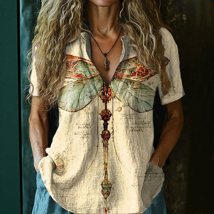 Vintage Avslappnad Blus