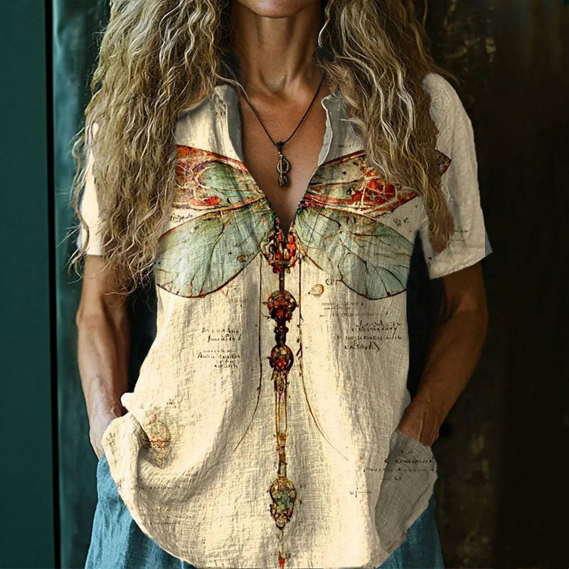 Vintage Avslappnad Blus