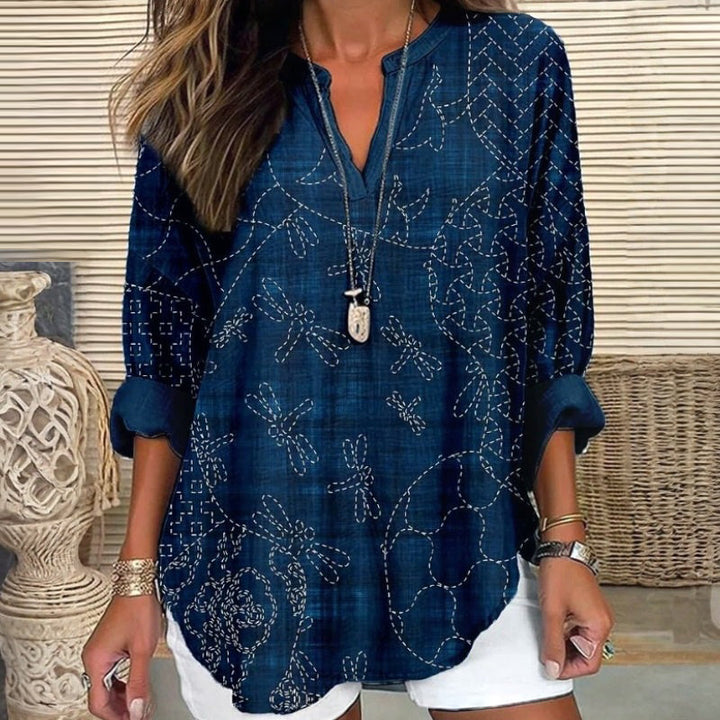 【Långärmad】Vintage Avslappnad Blus