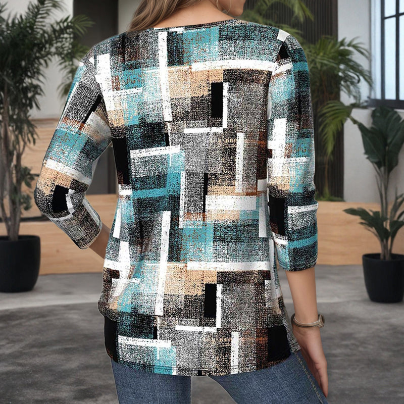 【Långärmad】Avslappnad Rutig Blus