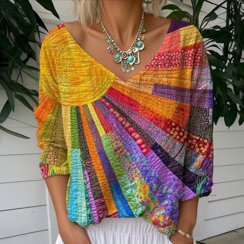 【Långärmad】 Avslappnad Färgglad T-Shirt