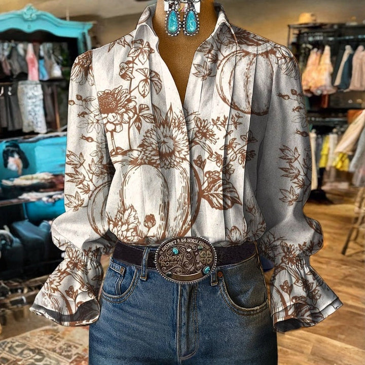 Vintageblus Med Blommönster