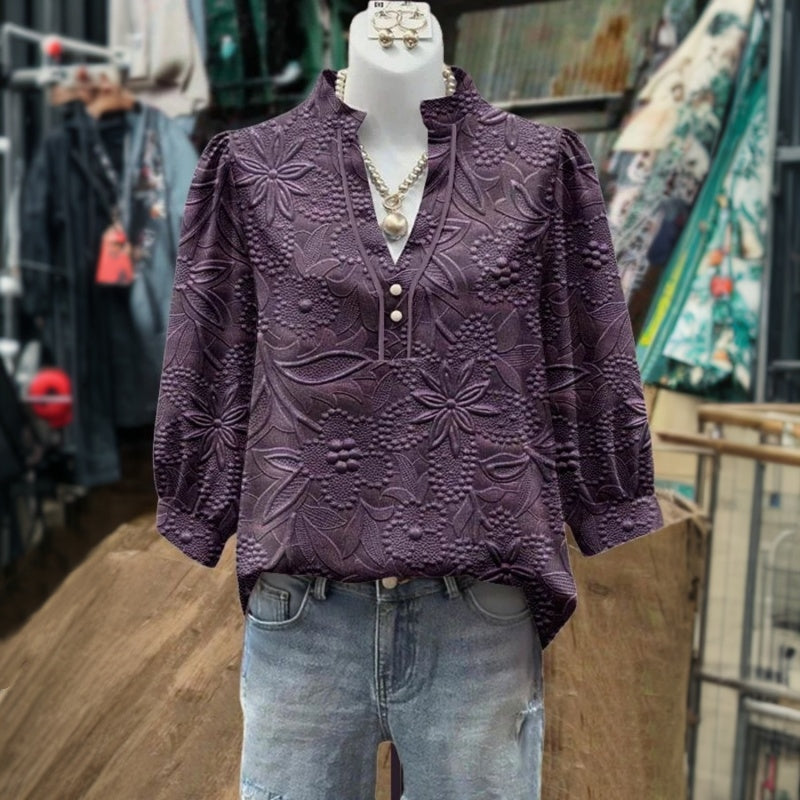 Vintageblus Med Blommönster