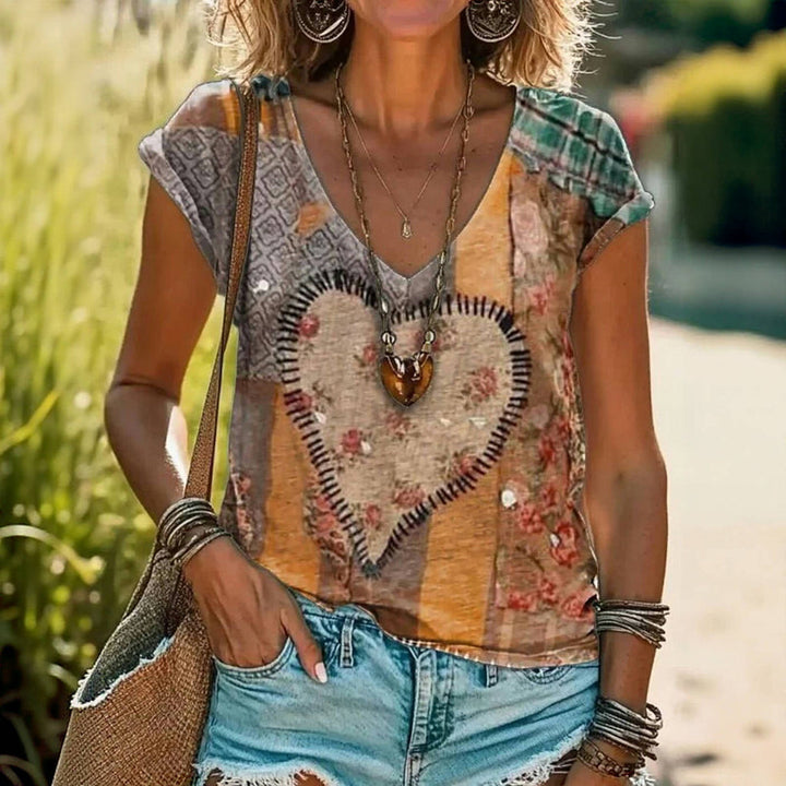 Vintage T-Shirt Med Hjärttryck