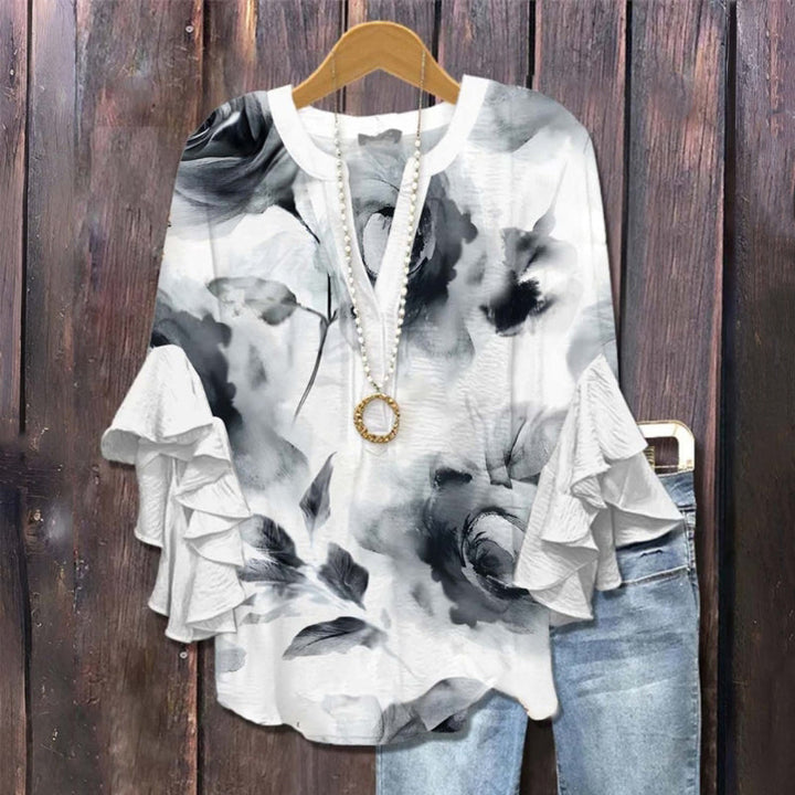 Gradient Blus Med Blommönster